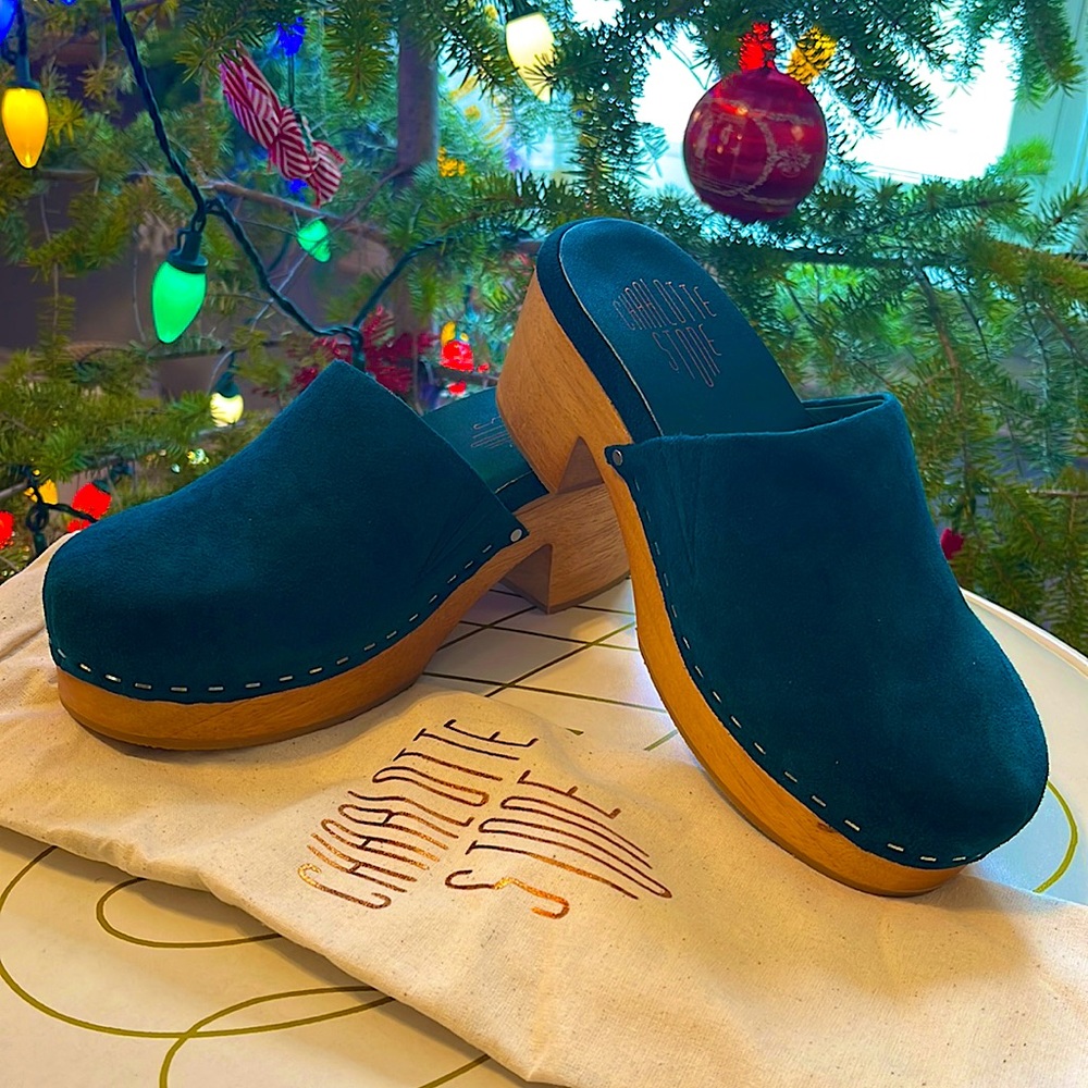 Charlotte Stone Martino clogs in Dark Teal